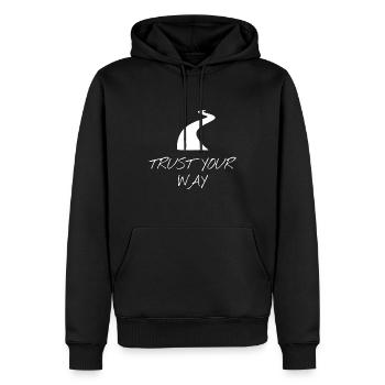 Trust your way - Men’s Premium Organic Hoodie - black - Front - Nico (187cm)