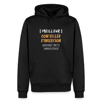 Meilleur conseiller d'insertion - Sweat à capuche Premium bio Homme - noir - Devant - Nico (187cm)