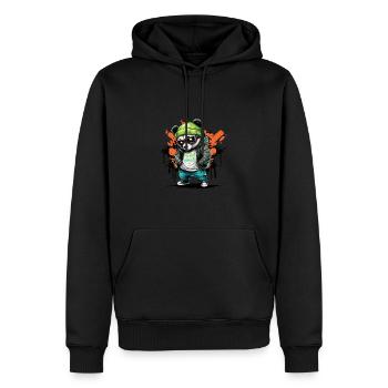 Cool Panda mit grüner Mütze Skater Style für Kids - Männer Premium Bio Hoodie - Schwarz - Vorne - Nico (187cm)