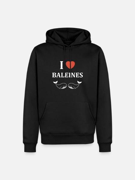 Baleines bleu Amour baleine - Sweat à capuche Premium bio Homme - noir