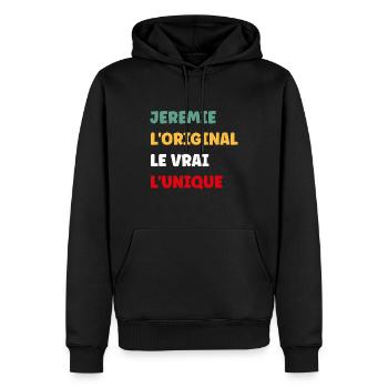 L'original le vrai l'unique Jeremie - Sweat à capuche Premium bio Homme - noir - Devant - Nico (187cm)