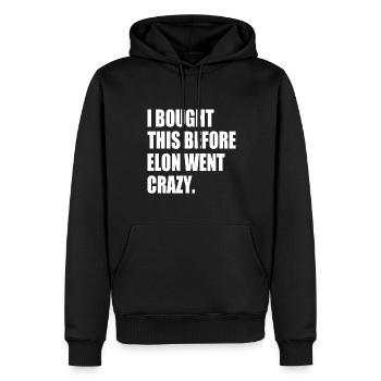 i bought this before elon went crazy - Männer Premium Bio Hoodie - Schwarz - Vorne - Nico (187cm)