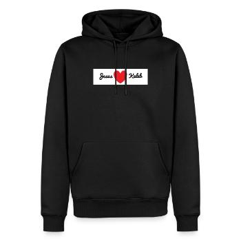 Jésus aime Caleb - Sweat à capuche Premium bio Homme - noir - Devant - Nico (187cm)