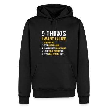 Sport 5 choses que je veux dans la vie Course de dragster - Sweat à capuche Premium bio Homme - noir - Devant - Nico (187cm)