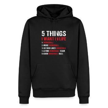 Sport 5 choses que je veux dans la vie Dodgeball - Sweat à capuche Premium bio Homme - noir - Devant - Nico (187cm)