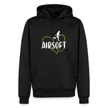 Sport Heart Airsoft - Männer Premium Bio Hoodie - Schwarz - Vorne - Nico (187cm)