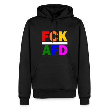 Fck afd - Männer Premium Bio Hoodie - Schwarz - Vorne - Nico (187cm)