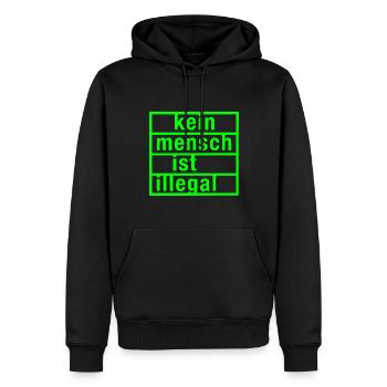 kein mensch ist illegal - Männer Premium Bio Hoodie - Schwarz - Vorne - Nico (187cm)