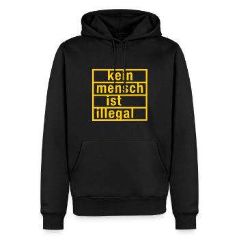 kein mensch ist illegal - Männer Premium Bio Hoodie - Schwarz - Vorne - Nico (187cm)