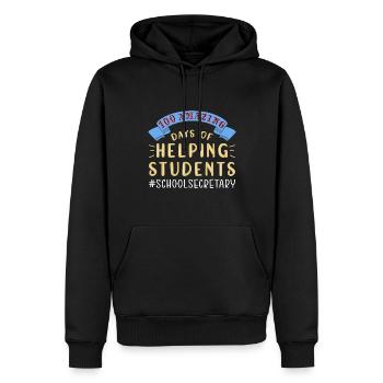 100 jours d’école - Sweat à capuche Premium bio Homme - noir - Devant - Nico (187cm)