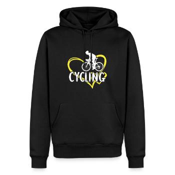 Sport Coeur Cyclisme - Sweat à capuche Premium bio Homme - noir - Devant - Nico (187cm)