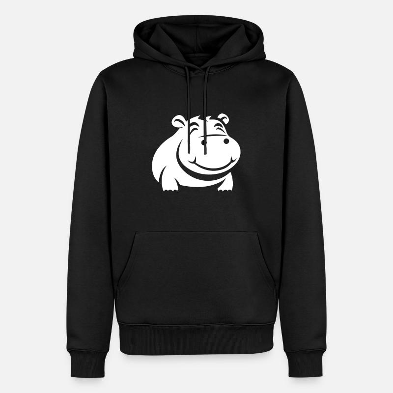 Liebe Kleines Nilpferd - Männer Premium Bio Hoodie - Schwarz