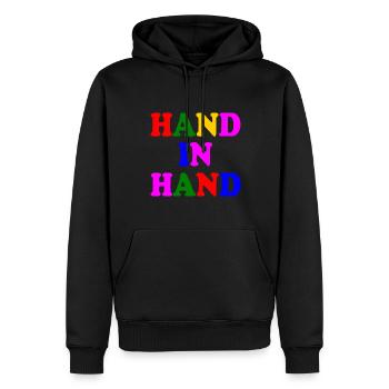 Hand in hand - Männer Premium Bio Hoodie - Schwarz - Vorne - Nico (187cm)
