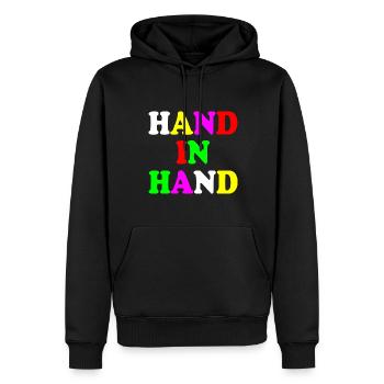 Hand in hand - Männer Premium Bio Hoodie - Schwarz - Vorne - Nico (187cm)