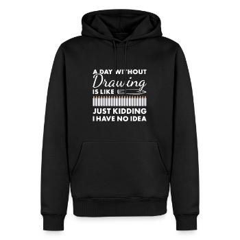 Tiroir Un jour sans dessin - Sweat à capuche Premium bio Homme - noir - Devant - Nico (187cm)