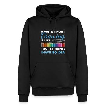 Tiroir Un jour sans dessin - Sweat à capuche Premium bio Homme - noir - Devant - Nico (187cm)