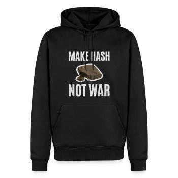 Kein Krieg sondern Hasch machen - Männer Premium Bio Hoodie - Schwarz - Vorne - Nico (187cm)