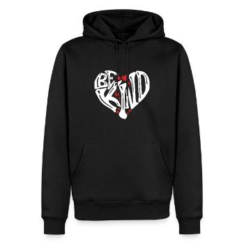 Be kind - Nice person - With heart - Men’s Premium Organic Hoodie - black - Front - Nico (187cm)