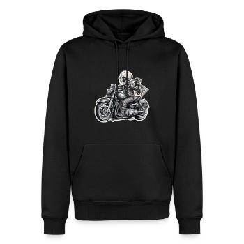 Skelett auf Motorrad - Männer Premium Bio Hoodie - Schwarz - Vorne - Nico (187cm)