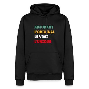 adjudant - Sweat à capuche Premium bio Homme - noir - Devant - Nico (187cm)