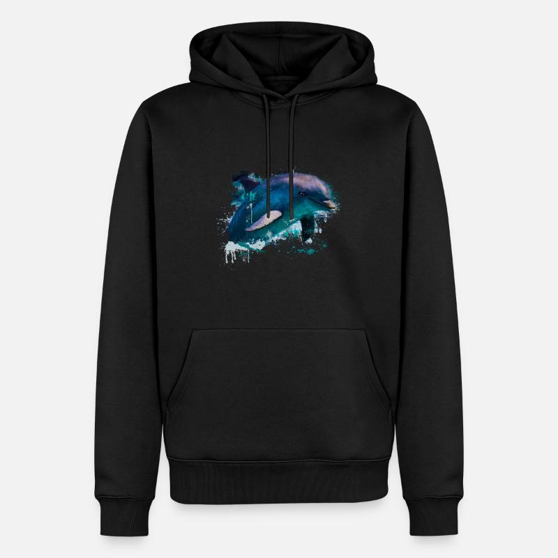 dauphin, créature marine, mammifère, dauphins - Sweat à capuche Premium bio Homme - noir