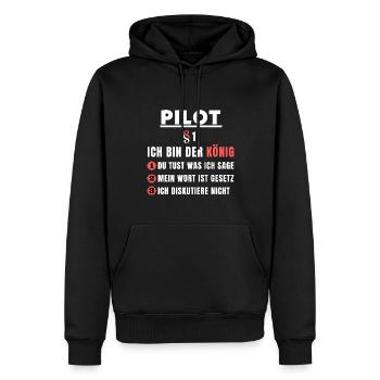 Pilot Geschenk - Ich bin der König - Männer Premium Bio Hoodie - Schwarz - Vorne - Nico (187cm)