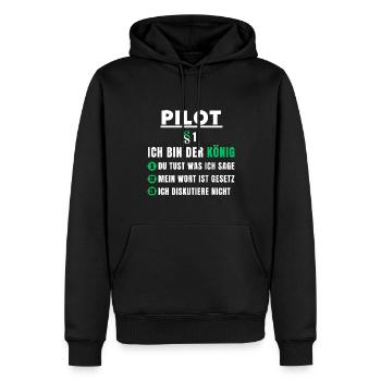 Cadeau de pilote - je suis le roi - Sweat à capuche Premium bio Homme - noir - Devant - Nico (187cm)