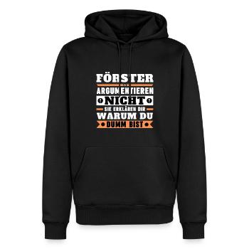 Les forestiers ne discutent pas - Sweat à capuche Premium bio Homme - noir - Devant - Nico (187cm)