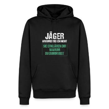 Les chasseurs ne se disputent pas - Sweat à capuche Premium bio Homme - noir - Devant - Nico (187cm)