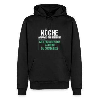 Les chefs ne se disputent pas - Sweat à capuche Premium bio Homme - noir - Devant - Nico (187cm)
