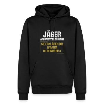 Hunters don't argue - Men’s Premium Organic Hoodie - black - Front - Nico (187cm)
