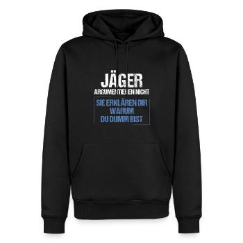 Les chasseurs ne se disputent pas - Sweat à capuche Premium bio Homme - noir - Devant - Nico (187cm)