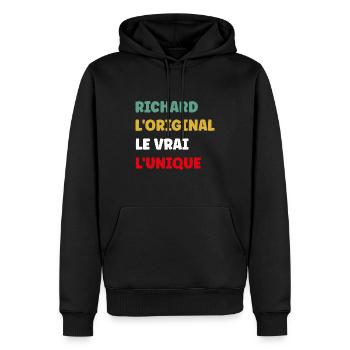 richard - Sweat à capuche Premium bio Homme - noir - Devant - Nico (187cm)