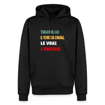 Homme Taureau - Sweat à capuche Premium bio Homme - noir - Devant - Nico (187cm)
