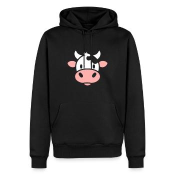 vache - Sweat à capuche Premium bio Homme - noir - Devant - Nico (187cm)