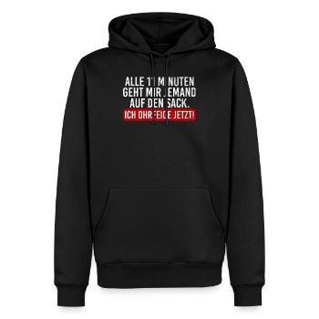 Alle 11 Minuten geht mir jemand auf den Sack - Männer Premium Bio Hoodie - Schwarz - Vorne - Nico (187cm)