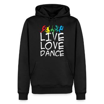 Live Love Dance - Sweat à capuche Premium bio Homme - noir - Devant - Nico (187cm)