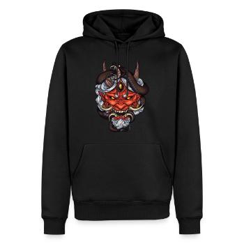 Serpent Rouge Oni Démon - Sweat à capuche Premium bio Homme - noir - Devant - Nico (187cm)
