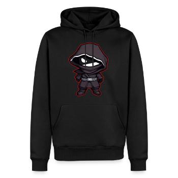 Mystérieux petit ninja d’anime - Sweat à capuche Premium bio Homme - noir - Devant - Nico (187cm)