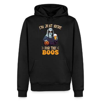 Je suis juste ici pour les huées en buvant de la bière Halloween - Sweat à capuche Premium bio Homme - noir - Devant - Nico (187cm)