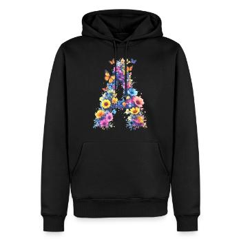A – Floraler Anfangsbuchstabe 💐🌼🦋 - Männer Premium Bio Hoodie - Schwarz - Vorne - Nico (187cm)