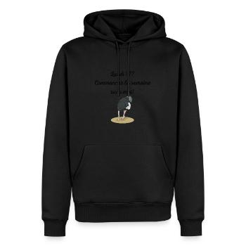 Lundi??? - Sweat à capuche Premium bio Homme - noir - Devant - Nico (187cm)