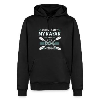 Mon kayak et mon chien n’ont pas besoin de moi Kayak en eau vive - Sweat à capuche Premium bio Homme - noir - Devant - Nico (187cm)
