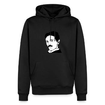 Nikola Energy Frequenz-Schwingungsdesign - Männer Premium Bio Hoodie - Schwarz - Vorne - Nico (187cm)