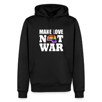 Make love not war - Sweat à capuche Premium bio Homme - noir - Devant - Nico (187cm)