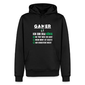 Gamer Gift - I'm the King - Men’s Premium Organic Hoodie - black - Front - Nico (187cm)