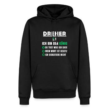 Turner Gift - I'm the King - Men’s Premium Organic Hoodie - black - Front - Nico (187cm)