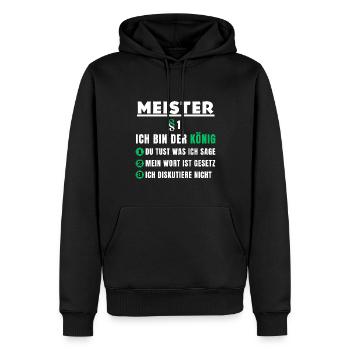 Cadeau de maître - Je suis le roi - Sweat à capuche Premium bio Homme - noir - Devant - Nico (187cm)