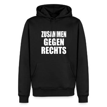 Zusammen gegen rechts - Männer Premium Bio Hoodie - Schwarz - Vorne - Nico (187cm)