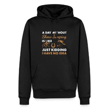 Jumper Une journée sans saut d’obstacles - Sweat à capuche Premium bio Homme - noir - Devant - Nico (187cm)